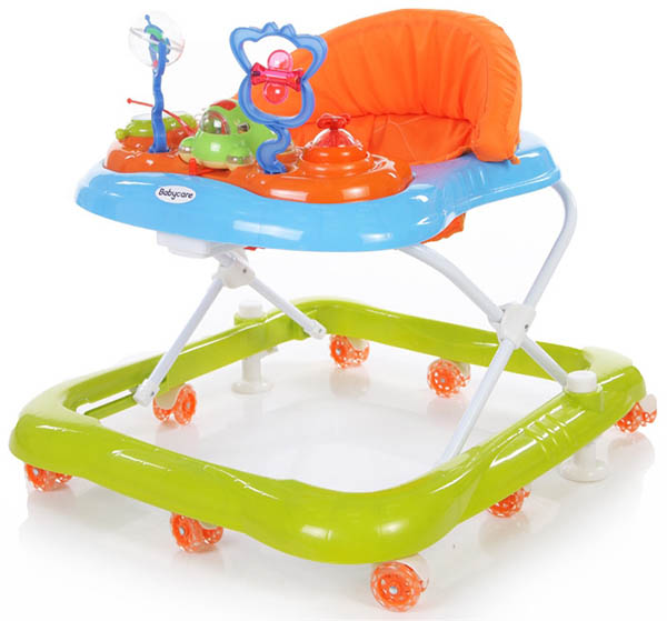 ходунки на силиконовых колесах baby care mario голубые