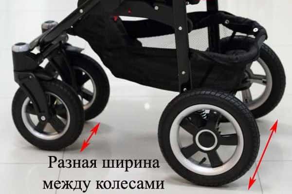 разная ширина между передними и задними колесами коляски