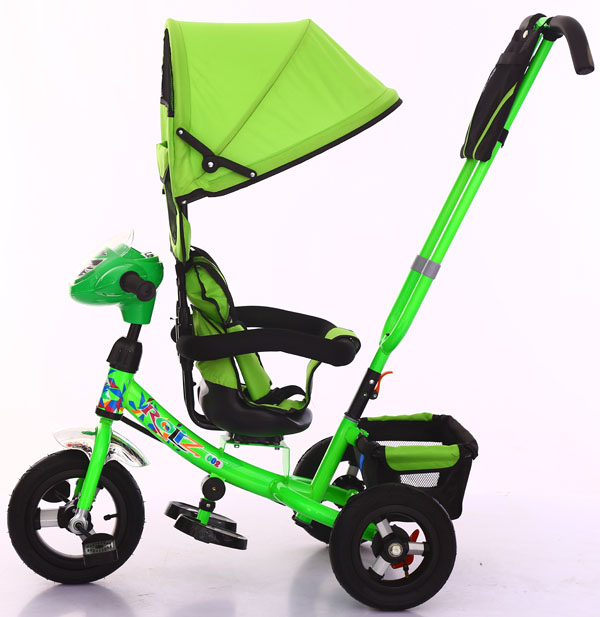 трехколесный велосипед с игровой панелью (зеленый) поворотное сиденье